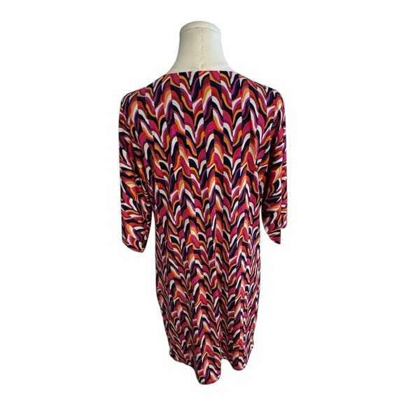 TRINA TURK Griffin Pink Navy Blue Mini Dress Wave Dolma Size 8 M Lined Vacation - Picture 4 of 9